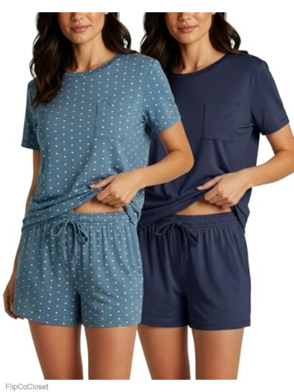 2 Pack Women's Pajama Set Shorts Lounge PJ Short Sleeve Two Piece Matching